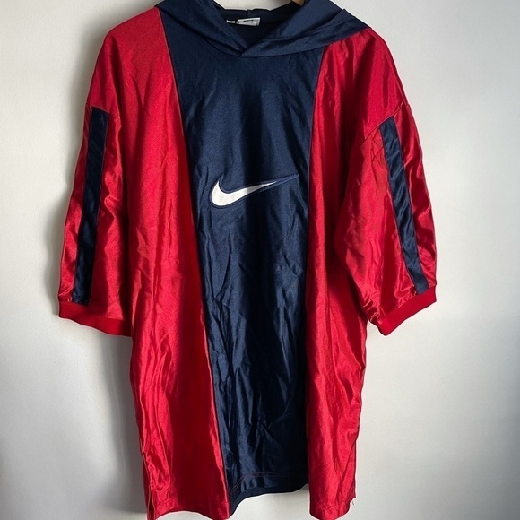 VTG 90s Nike Swoosh Pullover Satin Color Block - Picture 1 of 5